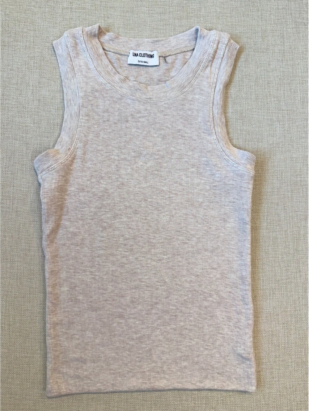 LNA Double Layer Ribbed Tank in Oatmeal - size Extra Small